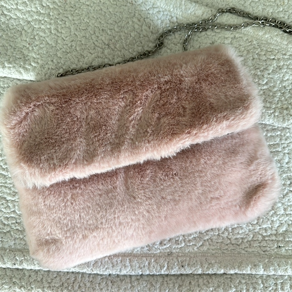 Faux fur pink square fashion purse